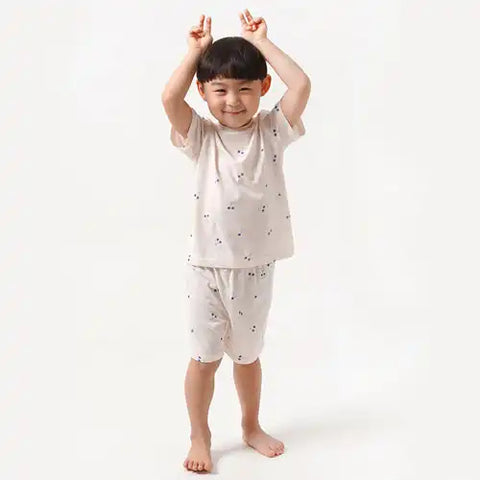 BambooKids Airy Village Kurzarm-Loungewear_Kirsche (24~60mon)